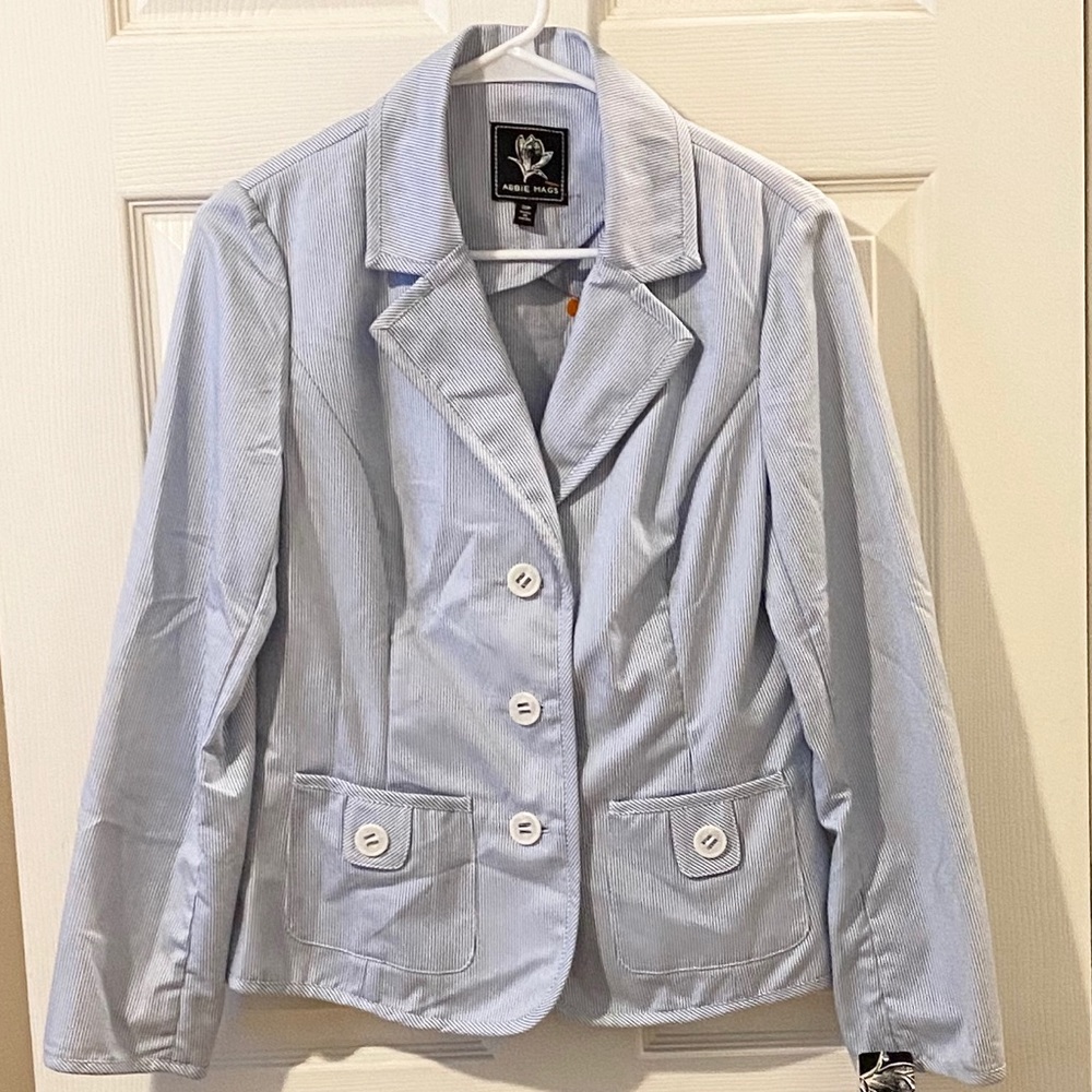 Abbie Mags Blue White Stripe Jacket NWT